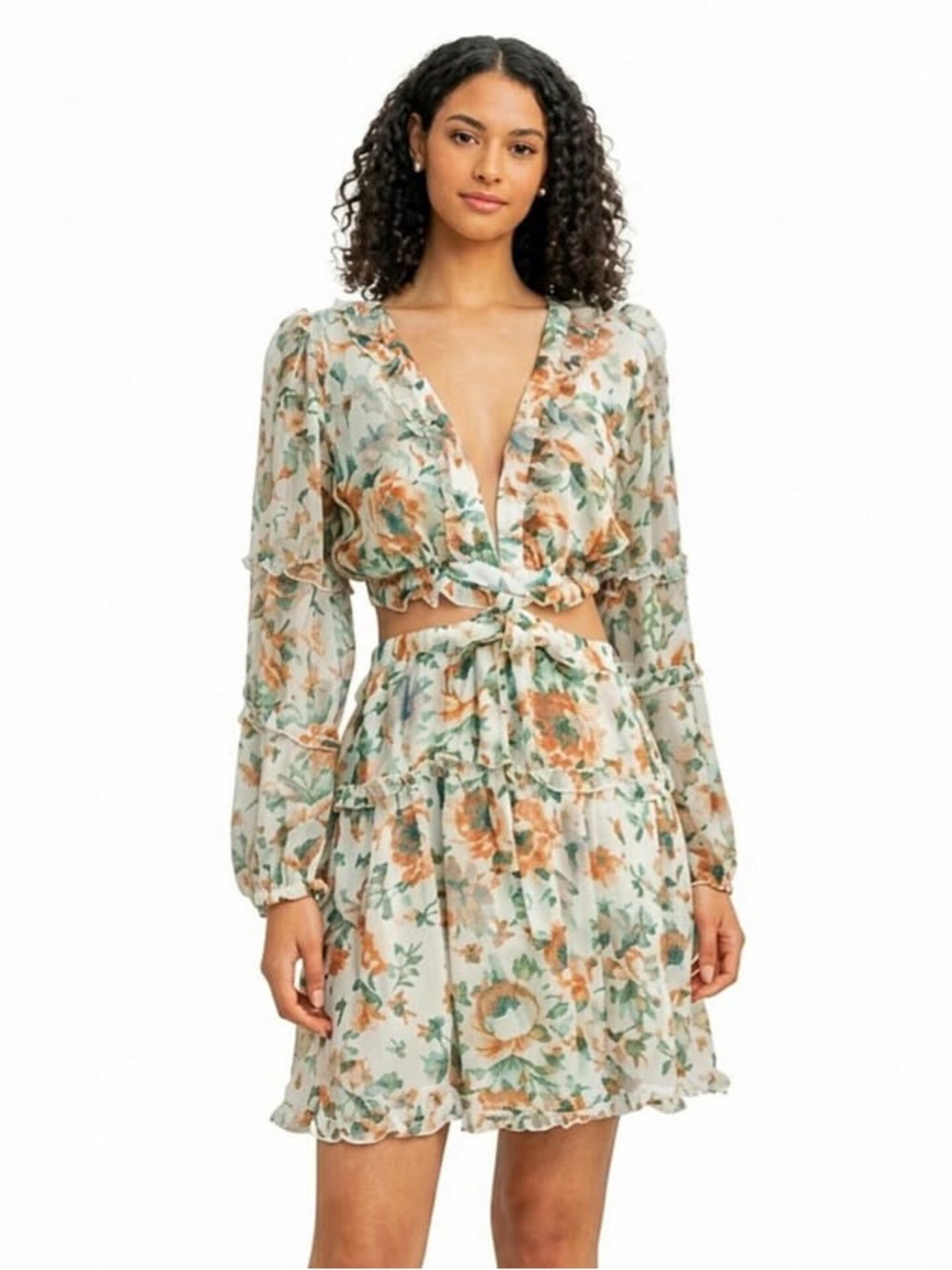 NWT Love By Design Multicolor Floral Long Sleeve Mini Dress